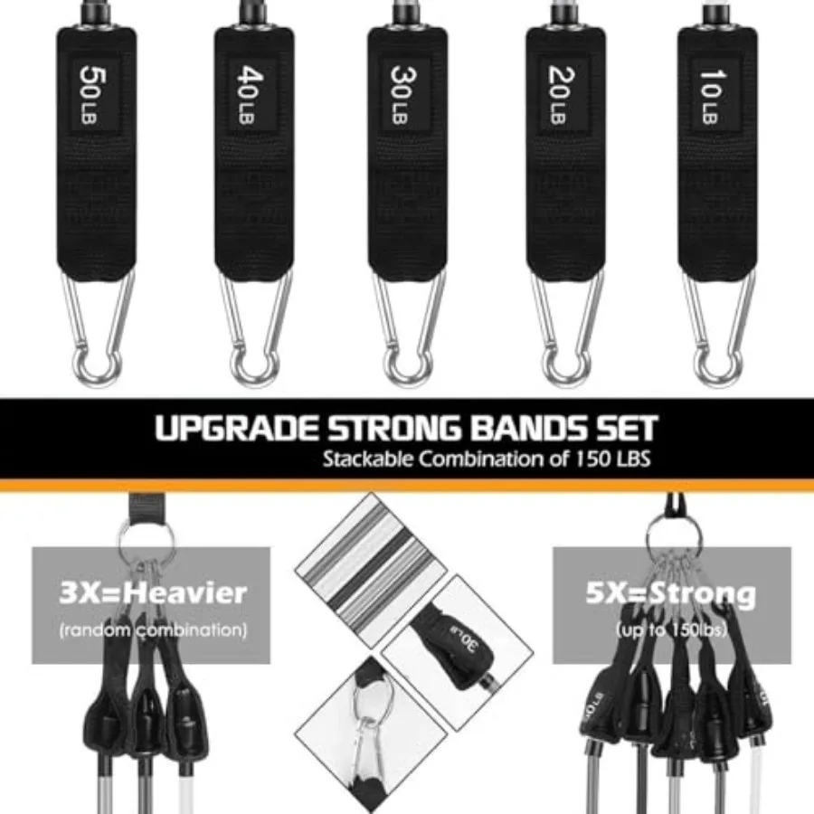 Stackable Resistance Bands Set 0–50 lb – Handles, Door Anchor & Ankle Straps - alternate view