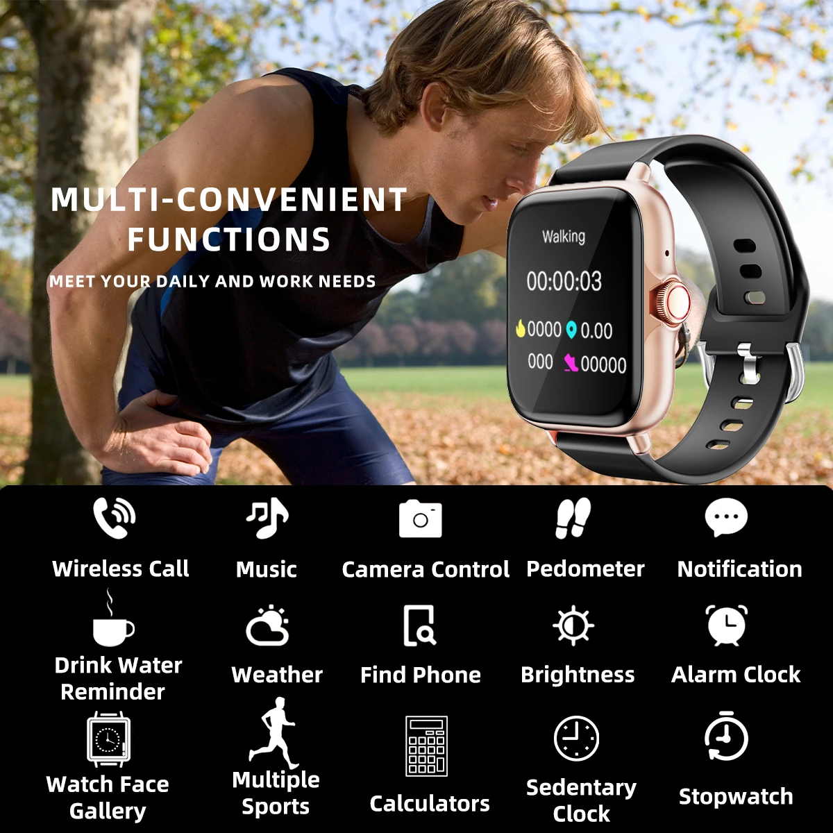 1.83" Smart Watch – Sleep Tracking, Step Counter, Call & Message Alerts (iPhone & Android) - close-up detail