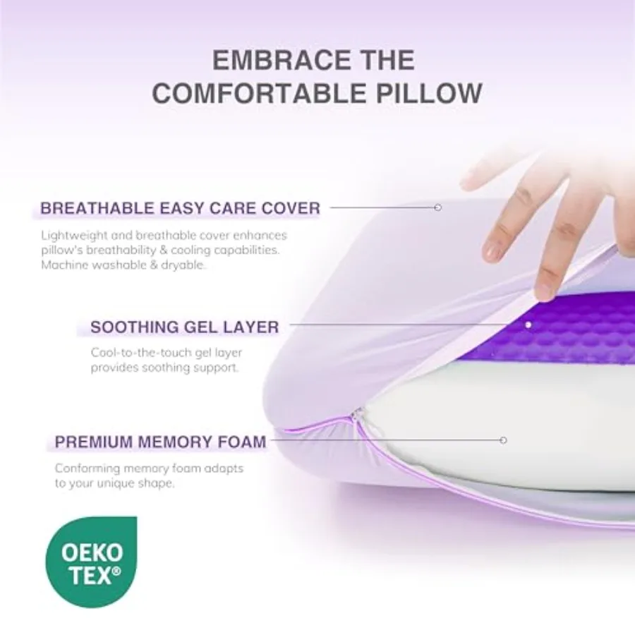 Cooling Gel Memory Foam Pillow – Neck Support for Side & Back Sleepers - alternate view
