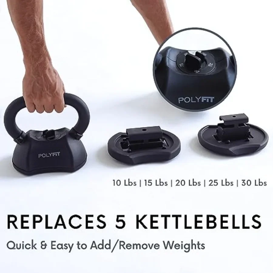 Adjustable Kettlebell Set 30/40/50 lb – Rubber-Coated Cast Iron Home Gym - close-up detail