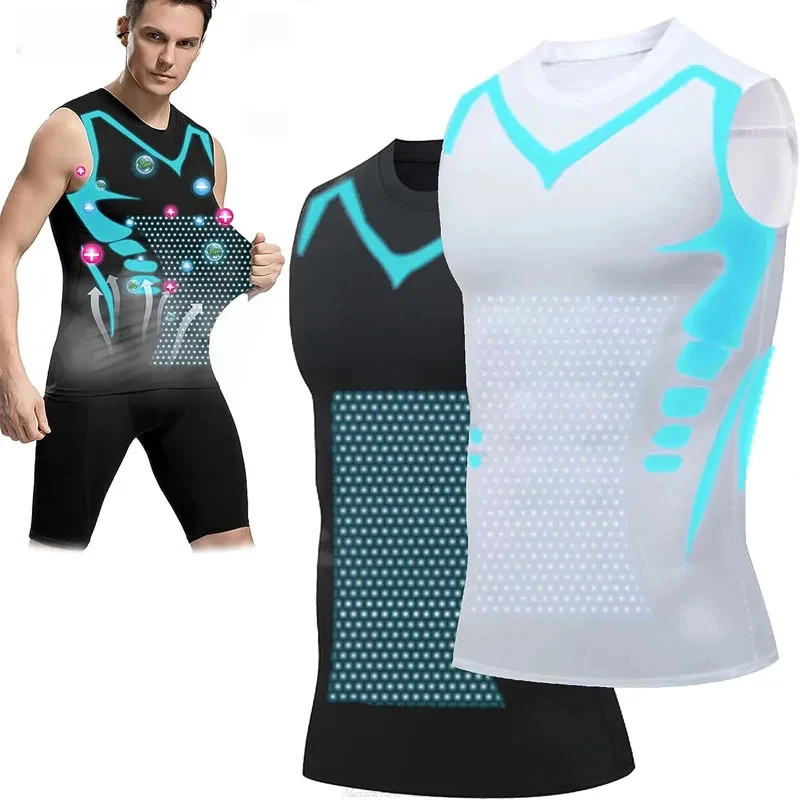 Men's Ice Silk Compression Vest - Cooling Quick-Dry Base Layer Tank Top M-4XL - close-up detail