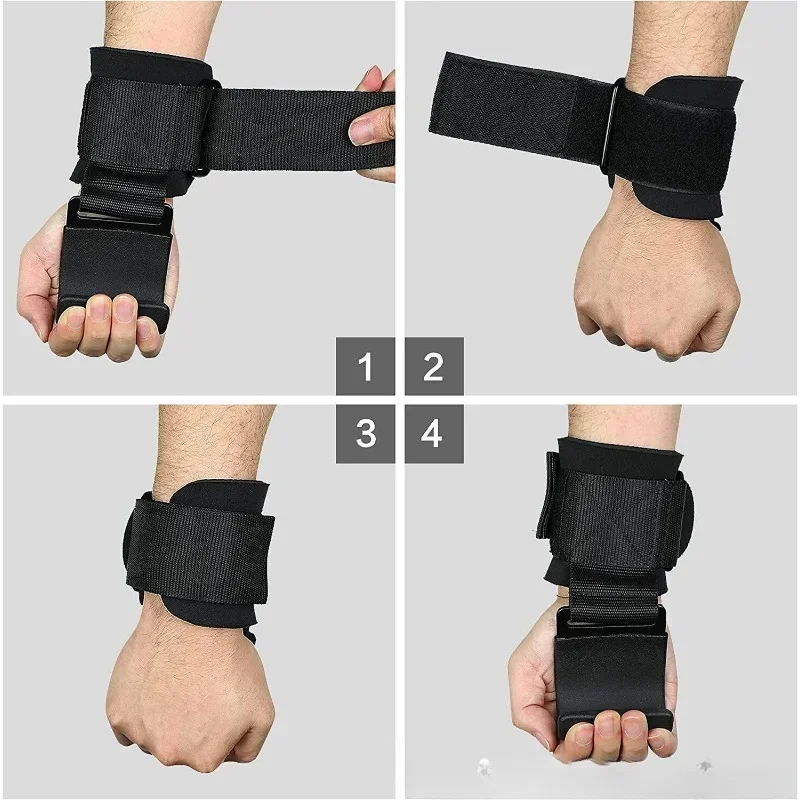 Weight Lifting Hooks – Non-Slip Padded Deadlift & Pull-Up Grip Straps - in use