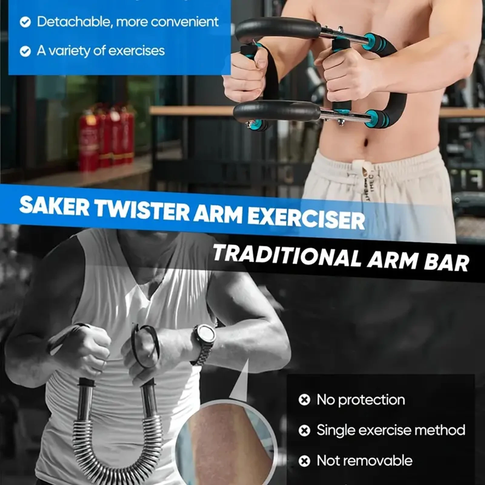 Adjustable Power Twister Bar & 40kg Hand Gripper – Steel Arm & Grip Trainer - alternate view