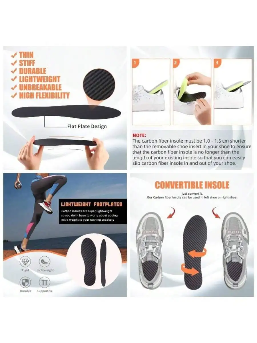 Carbon Fiber Insoles – Rigid Shoe Inserts for Turf Toe & Forefoot Pain - view 11