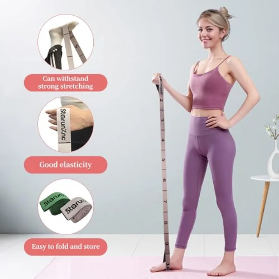 Yoga Stretch Strap for Flexibility 2 Pack 10 Loops Stretching Pilates - color options