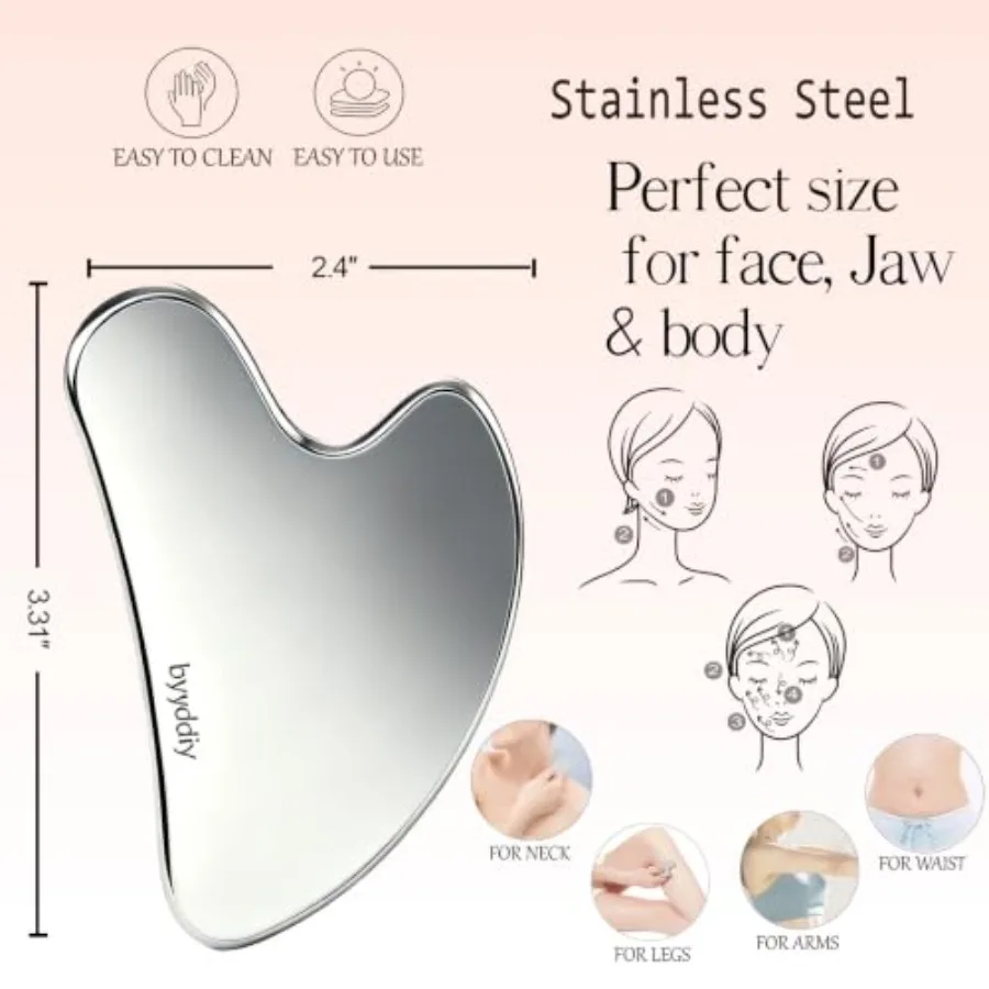 Stainless Steel Gua Sha Tool – Contoured Scraper for Face, Body & Muscles - in use