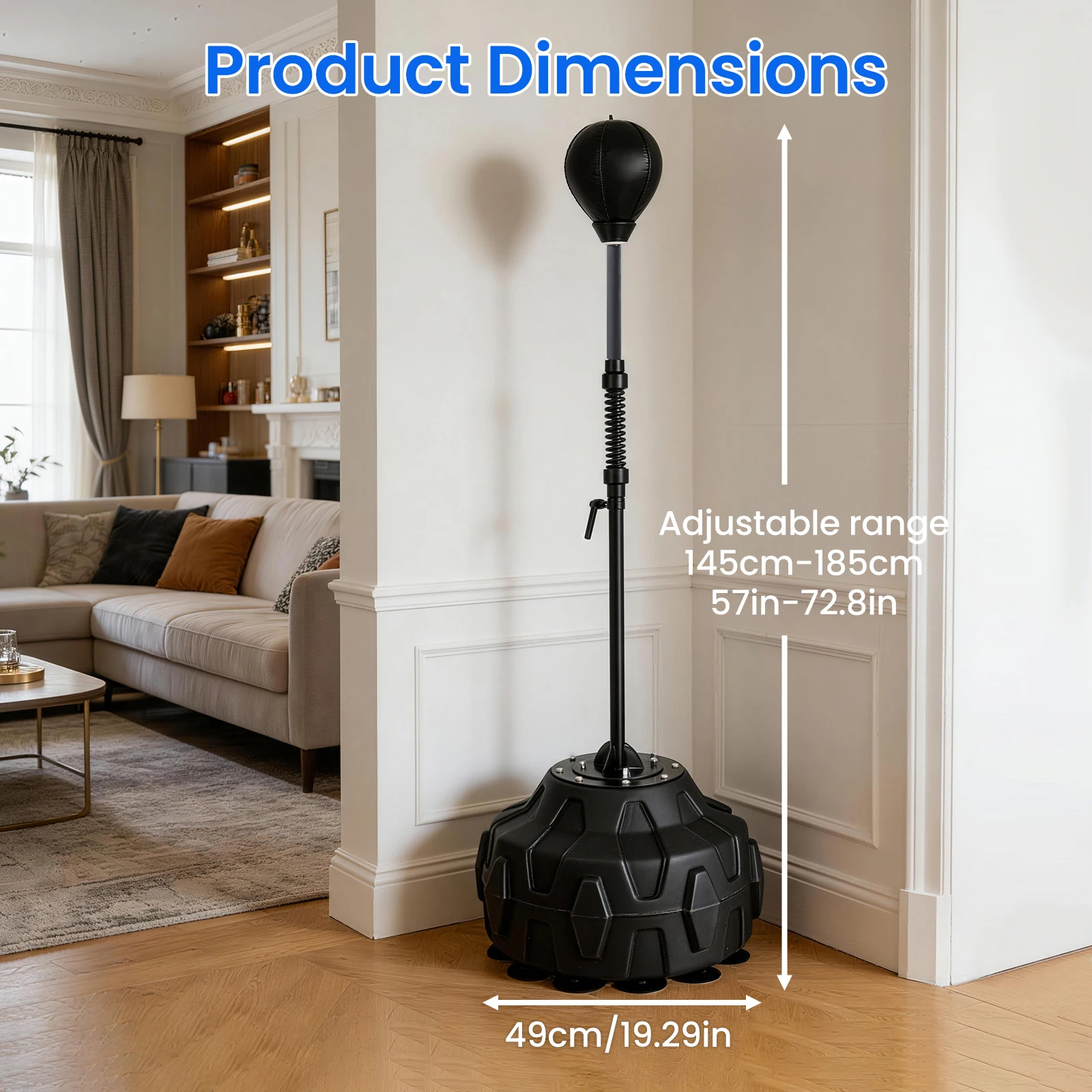 Reflex Boxing Punching Bag with Stand Height Adjustable Freestanding Speed Ball - in use