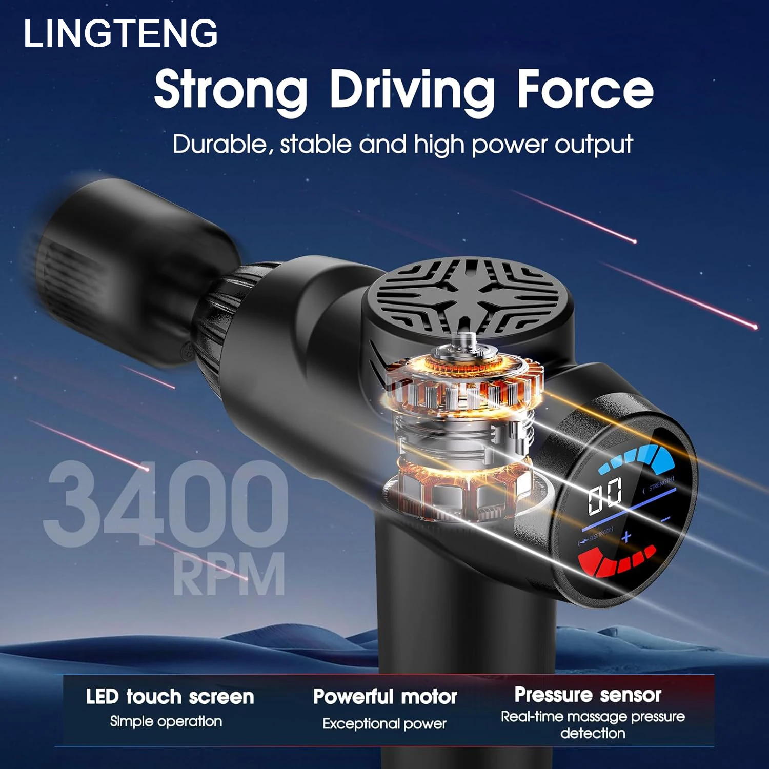 LINGTENG Massage Gun with Hot and Cold Functions Deep Tissue Back - packaging