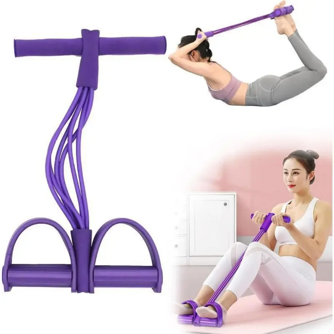6-Tube Resistance Band Set with Handles & Foot Pedal – Full-Body Home Gym - side view