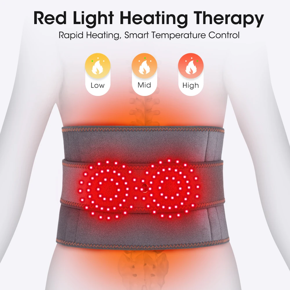 Heated Lumbar Massage Belt – Cordless Vibration & Heat for Lower Back - size and dimensions