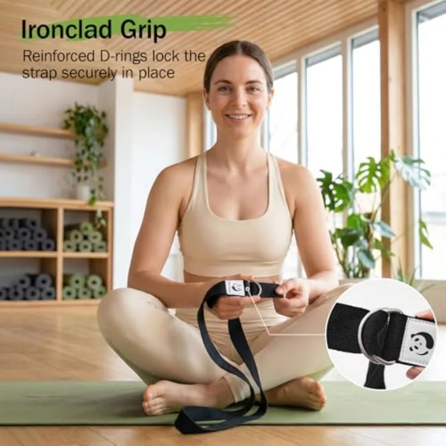 Cotton Yoga Strap – Classic Buckled Stretching Strap - size and dimensions