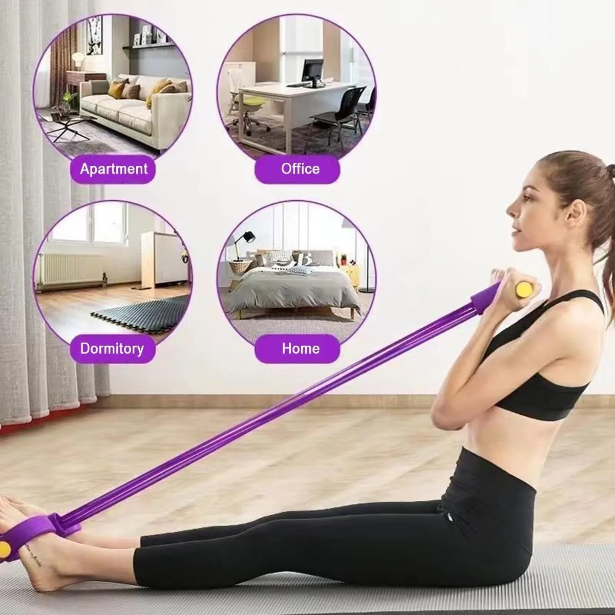 6-Tube Resistance Band Set with Handles & Foot Pedal – Full-Body Home Gym - color options