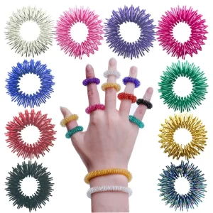 Acupressure Spiky Finger Rings (10 Pack) – Hand Massage & Stress Relief Fidget