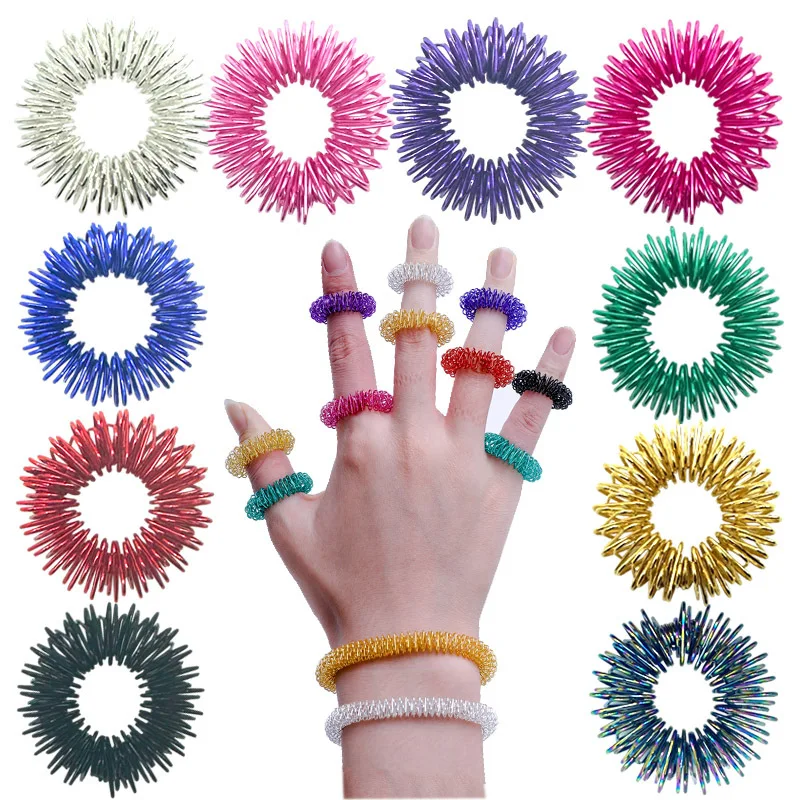 Acupressure Spiky Finger Rings (10 Pack) – Hand Massage & Stress Relief Fidget