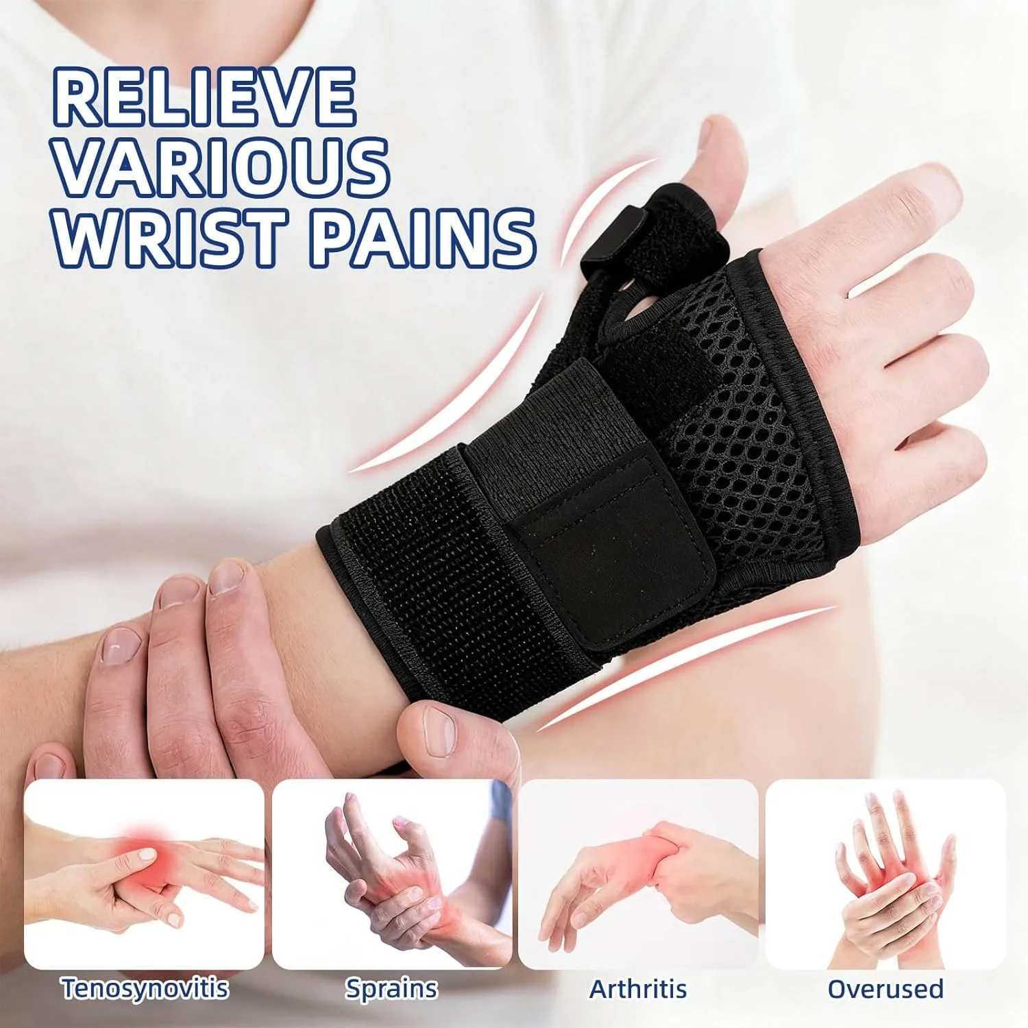 Elastic Wrist Support Brace Non-Slip Breathable Hand Protector Sleeve for Stability - color options