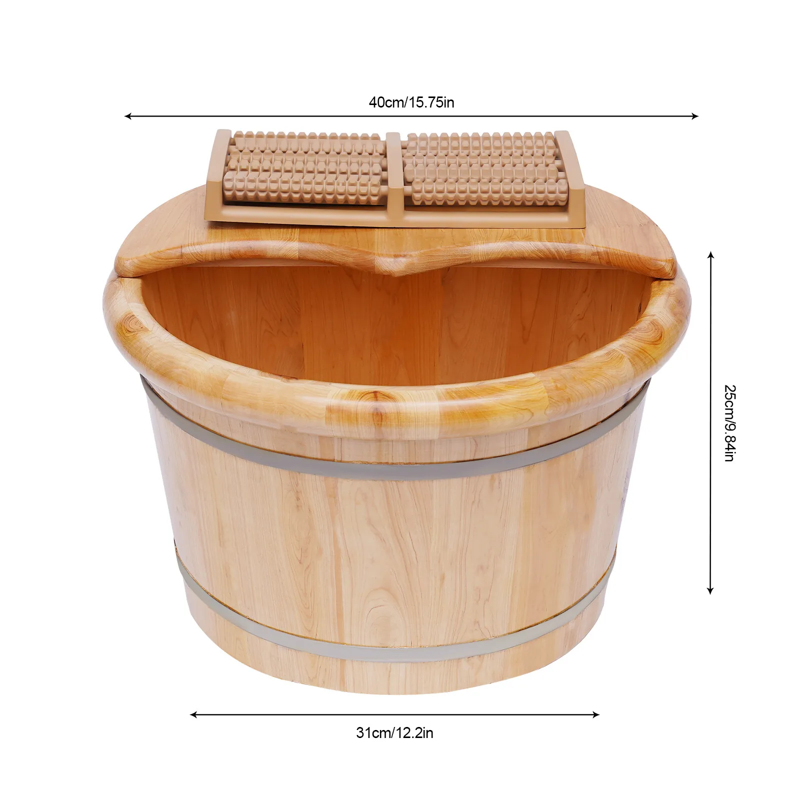 Cedar Wood Foot Bath Tub – Insulated Foot Soak Bucket with Lid & Massage Roller - color options