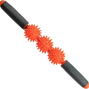 Spiky Muscle Roller Stick 17" – 3 Rolling Balls for Trigger Points