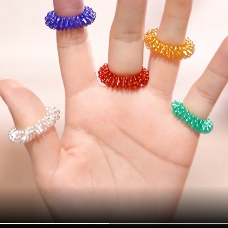 Acupressure Spiky Finger Rings (10 Pack) – Hand Massage & Stress Relief Fidget - close-up detail