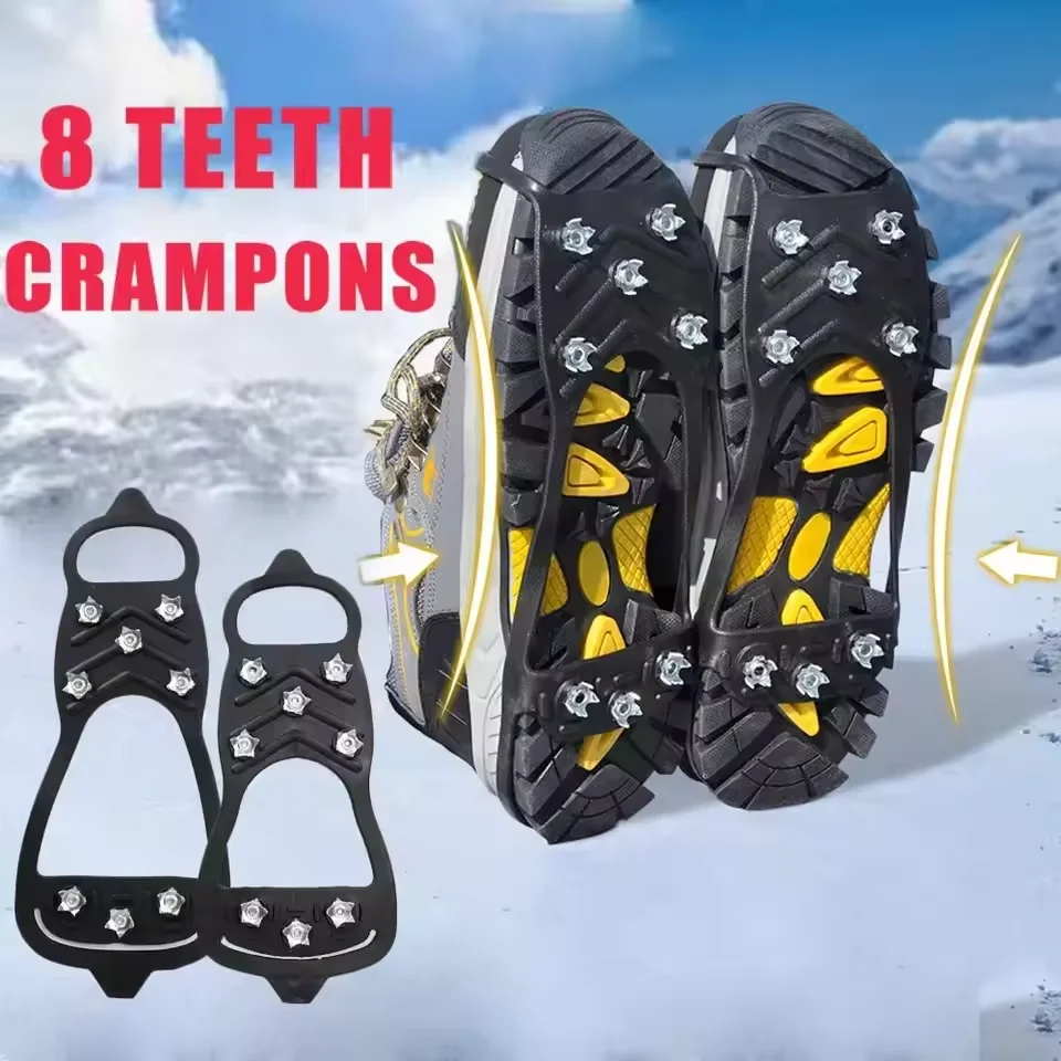 Ice Grippers for Shoes – 8-Tooth Anti-Slip Winter Traction Cleats - close-up detail
