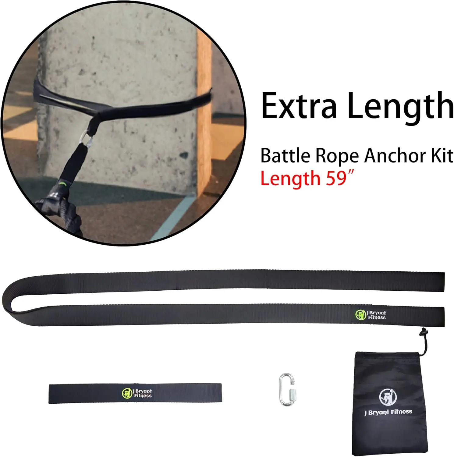 Battle Rope Anchor Strap Kit – 19", 31" & 59" Heavy-Duty Gym Anchors - alternate view