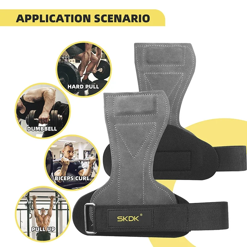 Weight Lifting Grip Pads with Wrist Wraps – Anti-Slip Gym Gloves (Pair) - size and dimensions