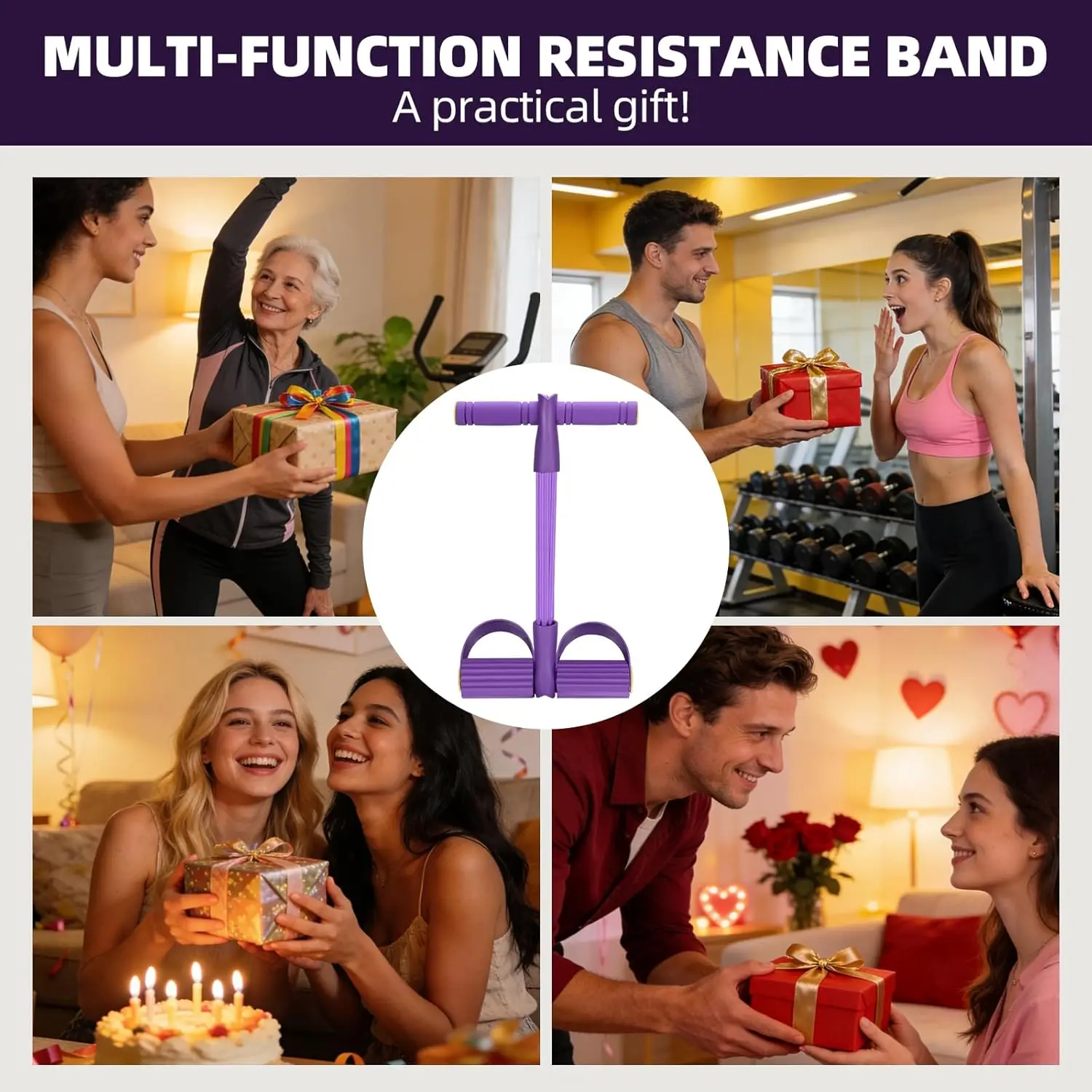 Four-Tube Pedal Resistance Band – Sit-Up & Full Body Tension Trainer - alternate view