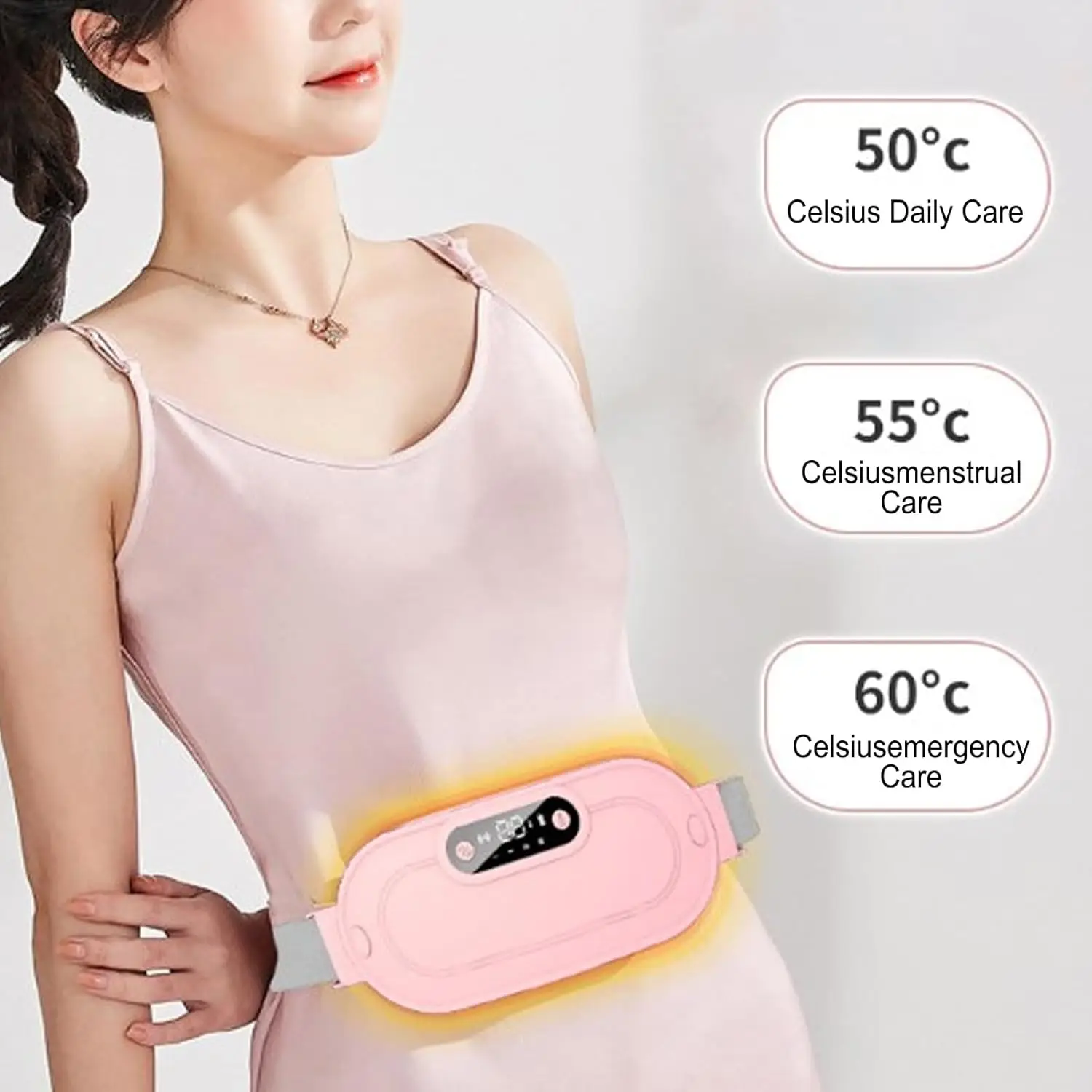 Cordless Heating Pad for Period Cramps – 5000mAh, 3 Heat Levels - in use