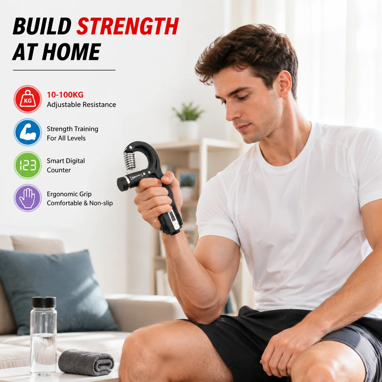 Adjustable Hand Grip Strengthener 10–100kg with Digital Counter – Forearm Trainer - in use