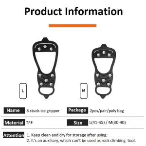 Ice Grippers for Shoes – 8-Tooth Anti-Slip Winter Traction Cleats