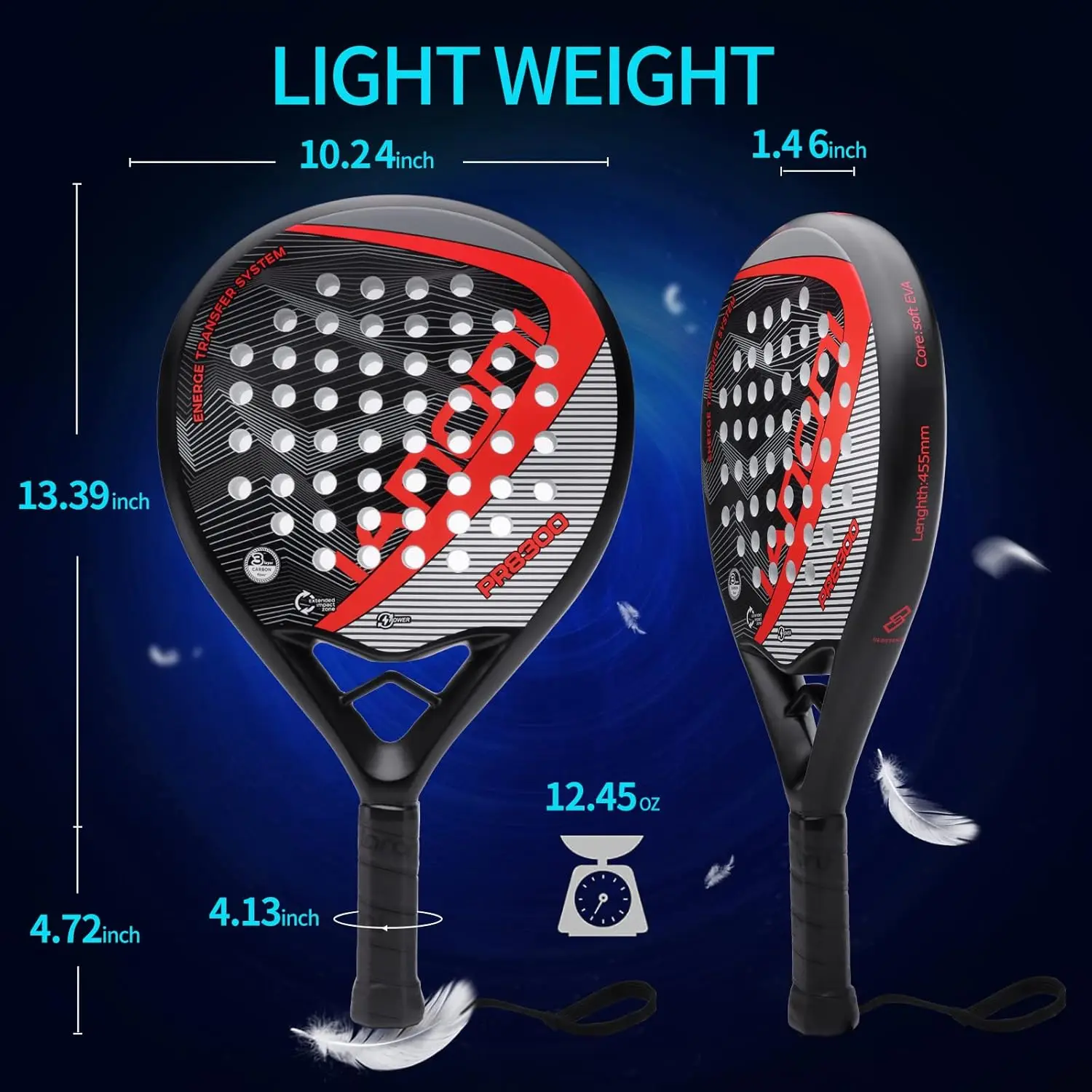 Carbon Fibre Padel Racket – Lightweight Padel Racquet - close-up detail