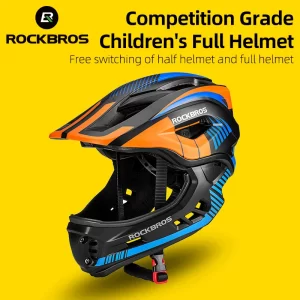 ROCKBROS Kids Bike Helmet – Detachable Full-Face Chin Guard & Impact Shell