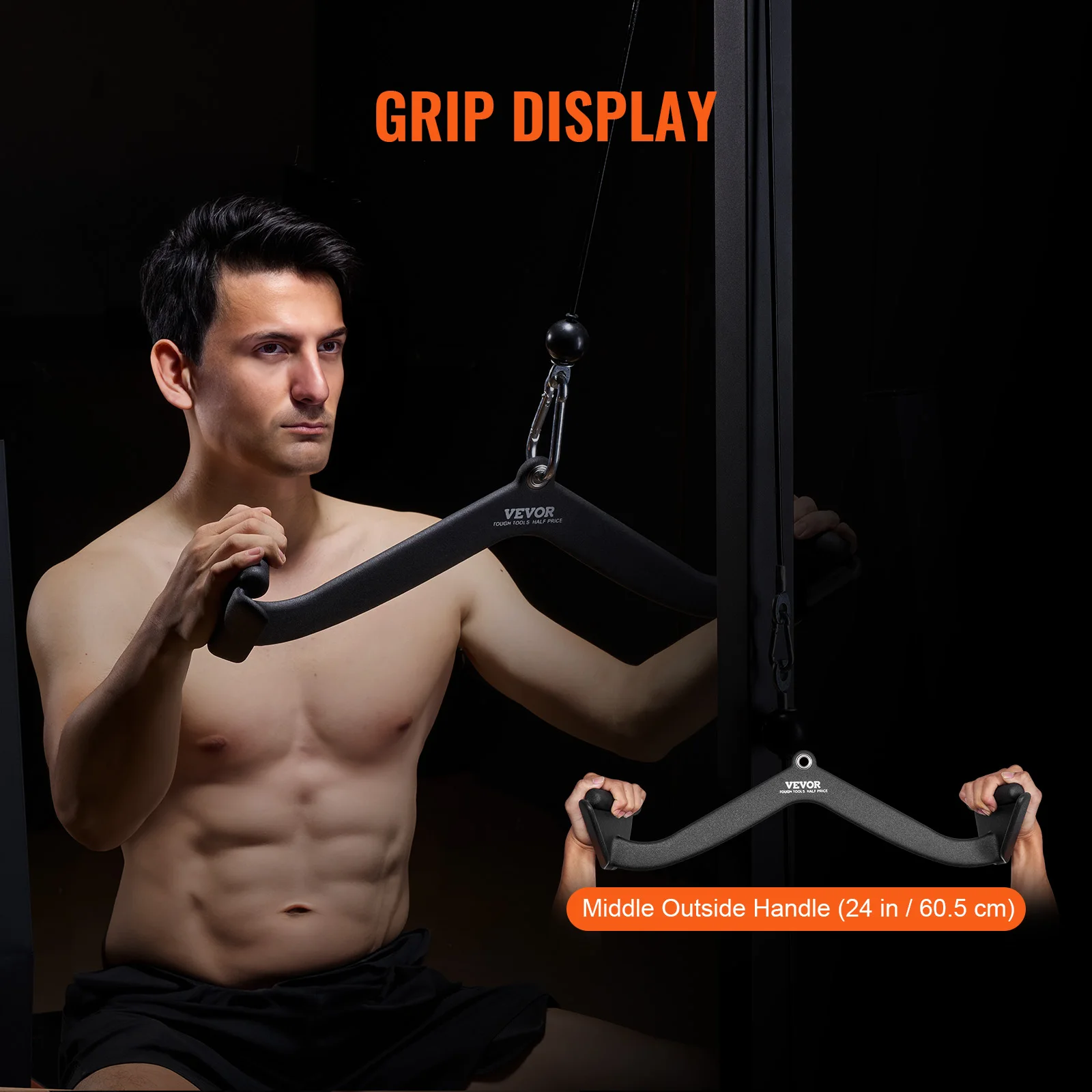V-Bar Lat Pulldown Attachment – Close-Grip Cable Handle for Back, Rows & Triceps - size and dimensions