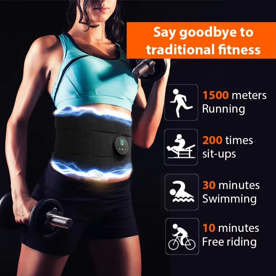 EMS Abdominal Muscle Toning Belt – 6-Mode Rechargeable Stimulator - size and dimensions