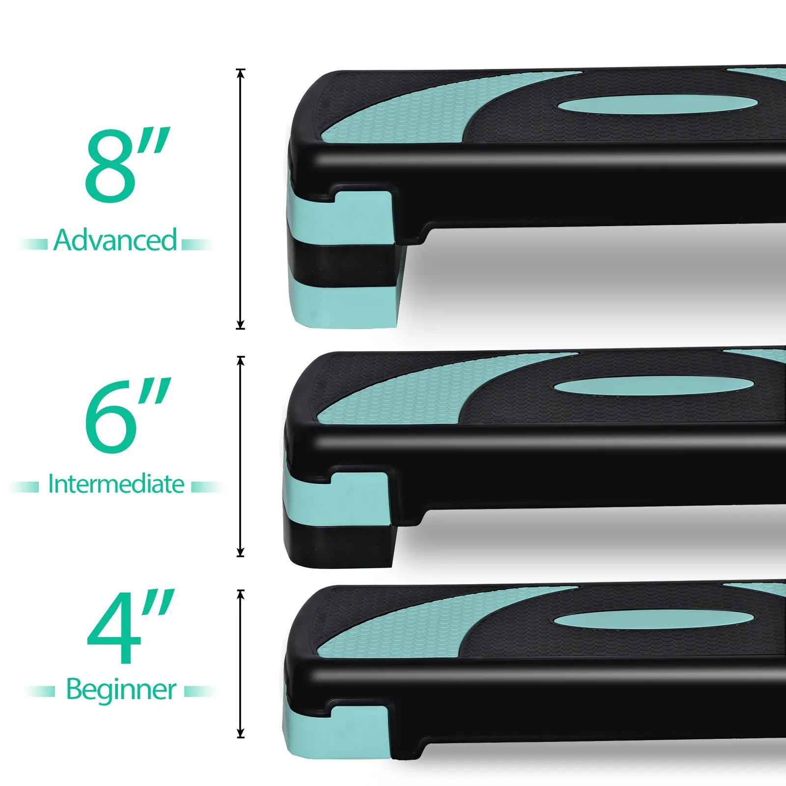 31" Adjustable Aerobic Step Platform – 4"/6"/8" Risers, Home Cardio Trainer - alternate view