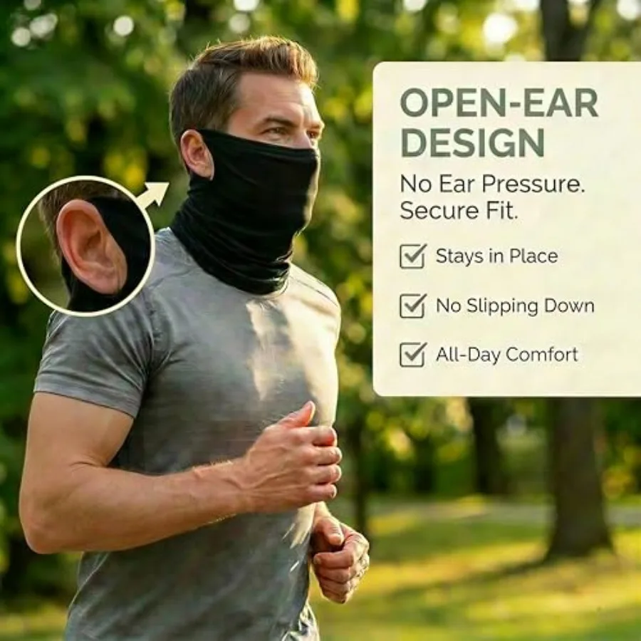 Cooling Neck Gaiter 2-Pack – Open-Ear UV Sun Protection Face Cover - close-up detail