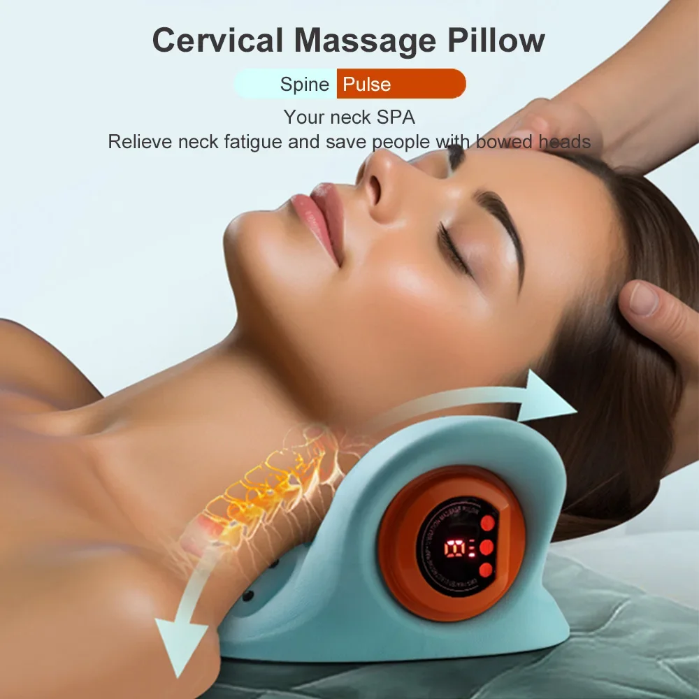 Electric Cervical Traction Pillow – Neck Stretcher with EMS Pulse & Vibration - close-up detail