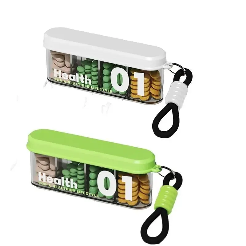 Travel Pill Organizer 2-Pack – 4-Compartment Moisture-Proof Vitamin Case - close-up detail