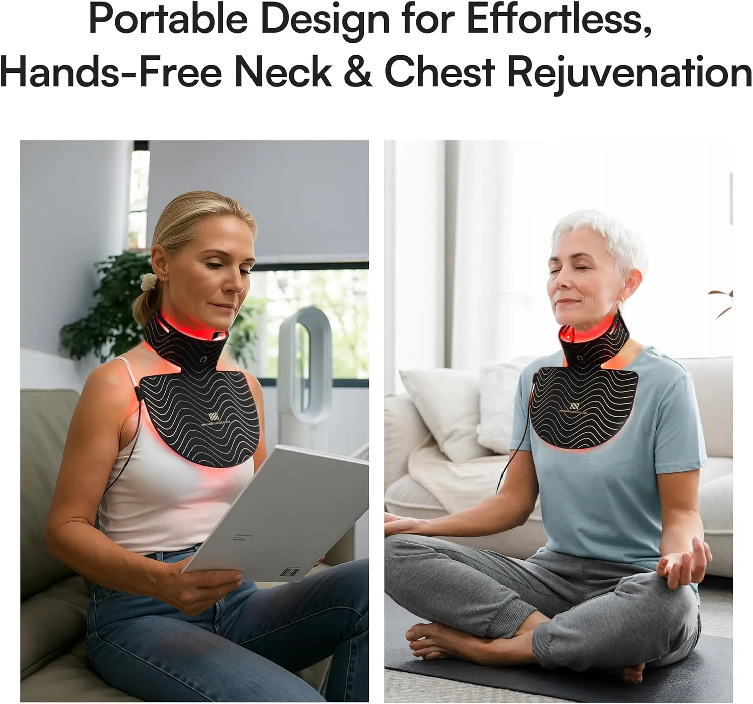 Red Light Therapy Neck & Décolleté Mask – 850nm Near-Infrared, 3 Light Modes - alternate view