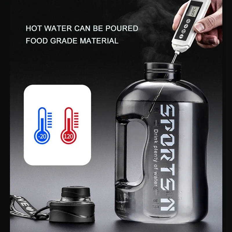 Large Water Bottle 1.7L & 2.7L – BPA-Free Gym & Camping Jug - alternate view