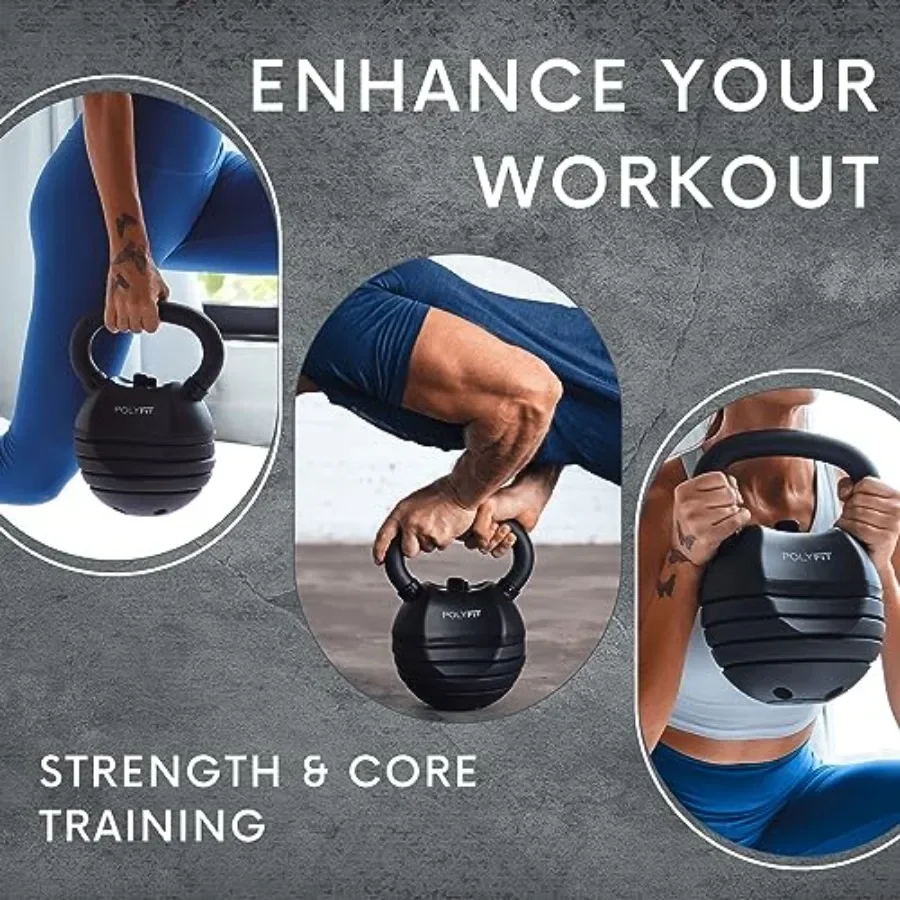 Adjustable Kettlebell Set 30/40/50 lb – Rubber-Coated Cast Iron Home Gym - size and dimensions