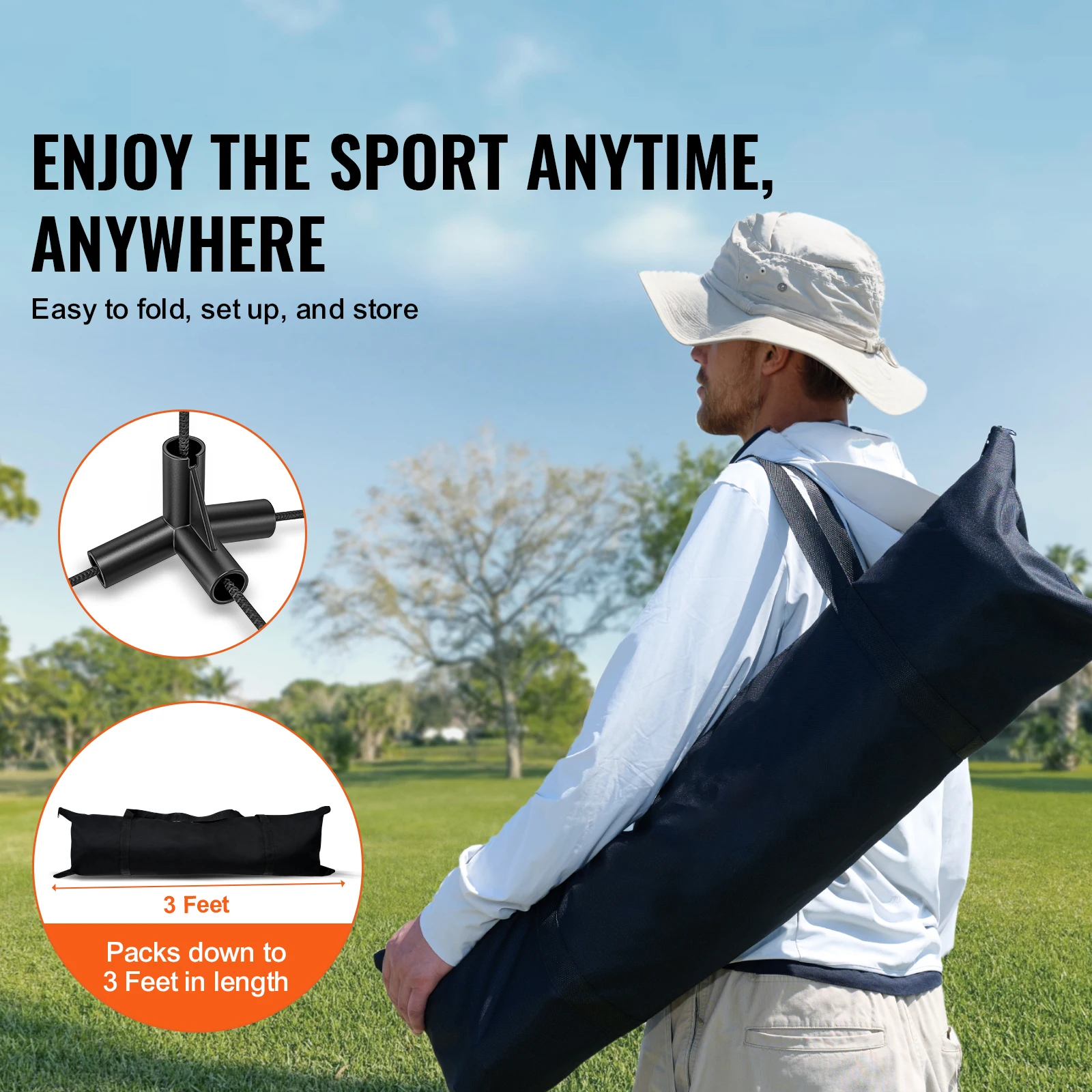 20ft Portable Net Set - Height-Adjustable Badminton, Volleyball & Pickleball - close-up detail