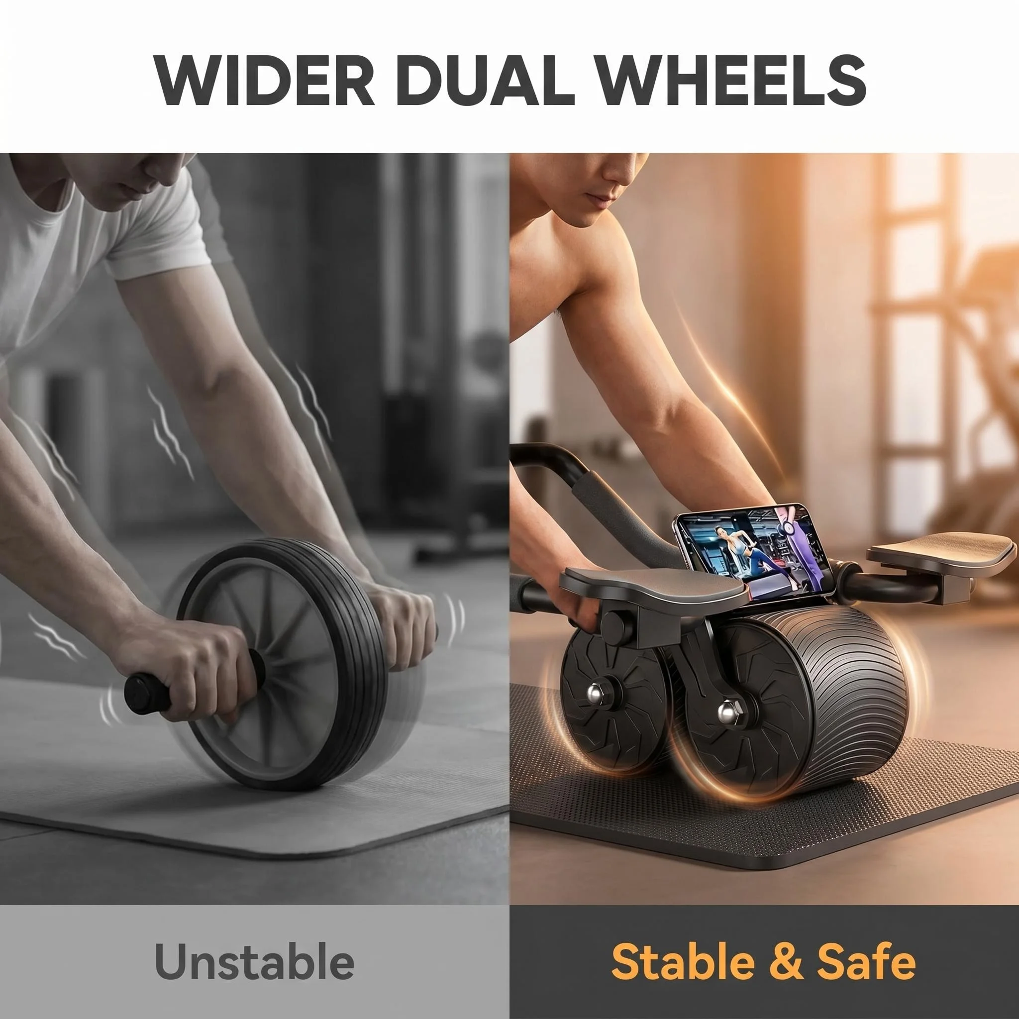 3-in-1 Ab Roller Wheel with Knee Pad – Core Workout Trainer - alternate view
