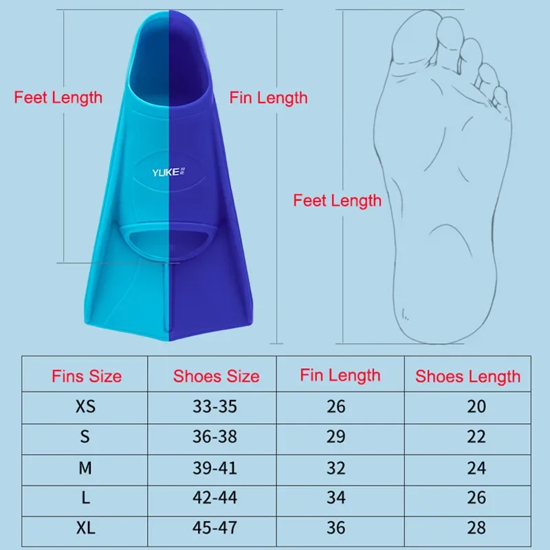 Silicone Swim Training Fins – Short Blade Fins for Kick Technique & Snorkelling - color options