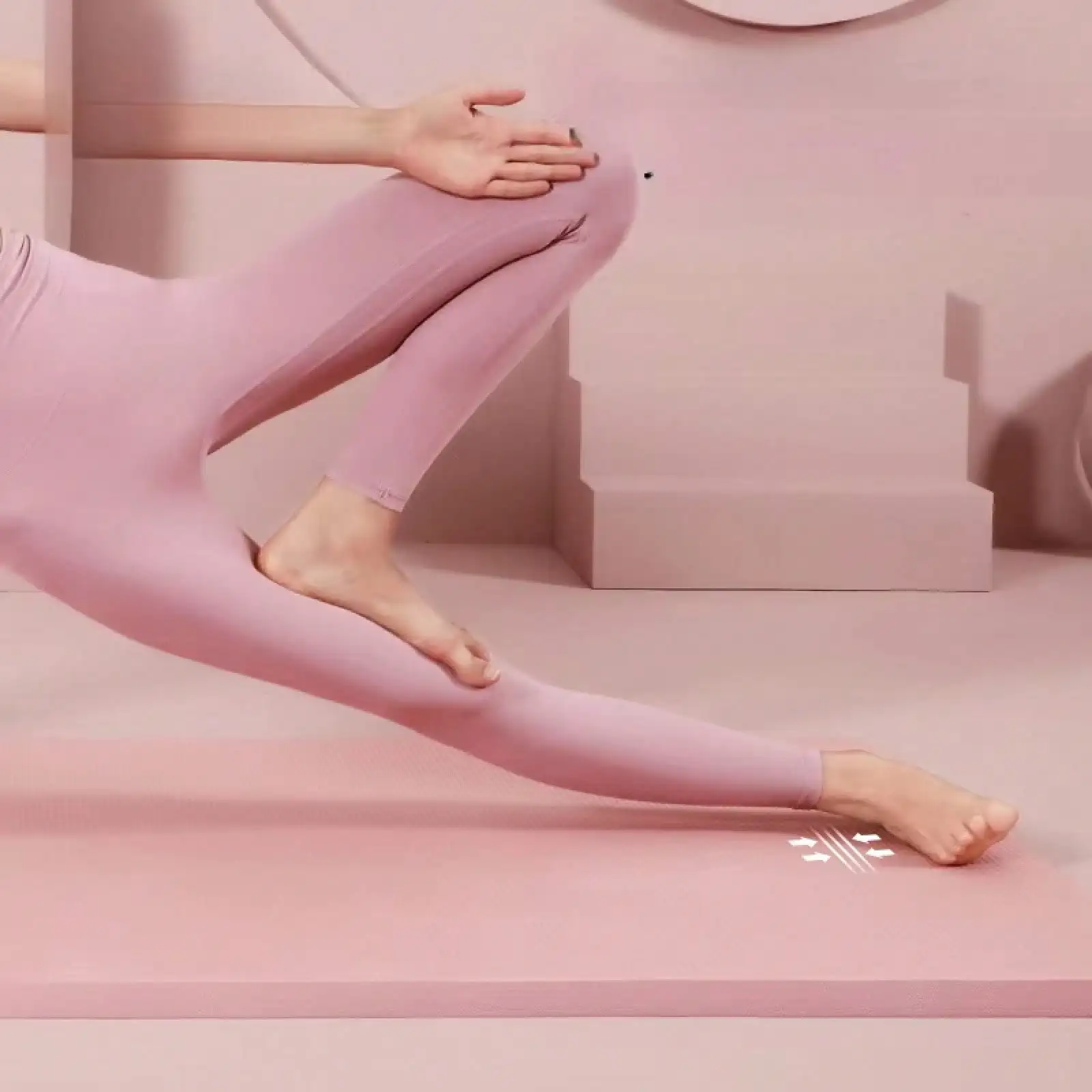 Pink Yoga Mat Set 185x61cm – Non-Slip Thickened Exercise Mat for Yoga, Pilates & Home Workouts - in use