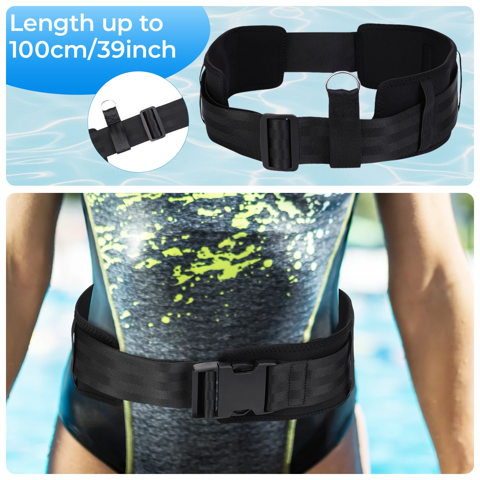 Swim Tether Resistance Belt – Stationary Swim Trainer for Small Pools - color options