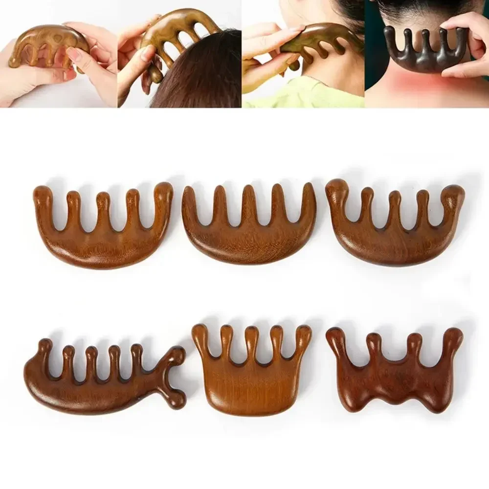 Natural Gua Sha Massage Comb – Head, Face & Scalp Massager - in use