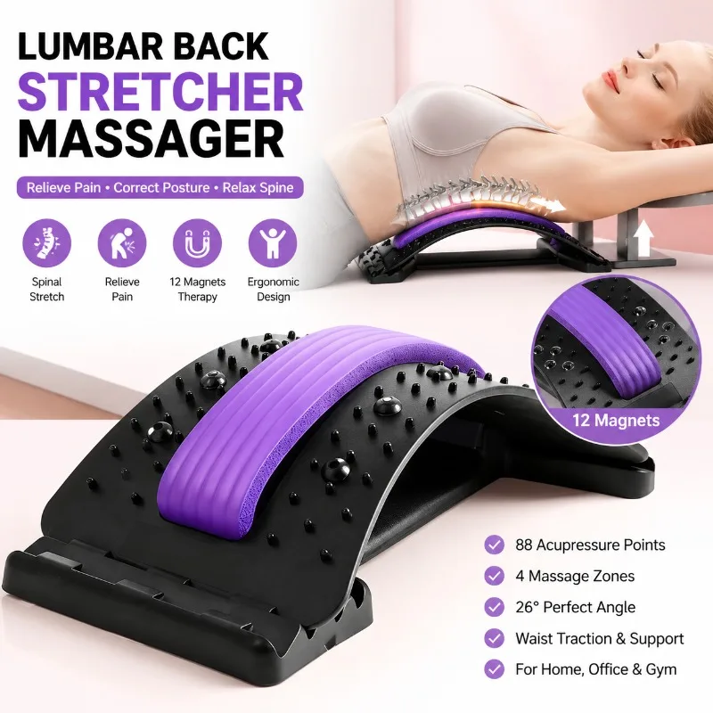 Lumbar Back Stretcher – Multi-Level Spine Traction & Acupressure Board