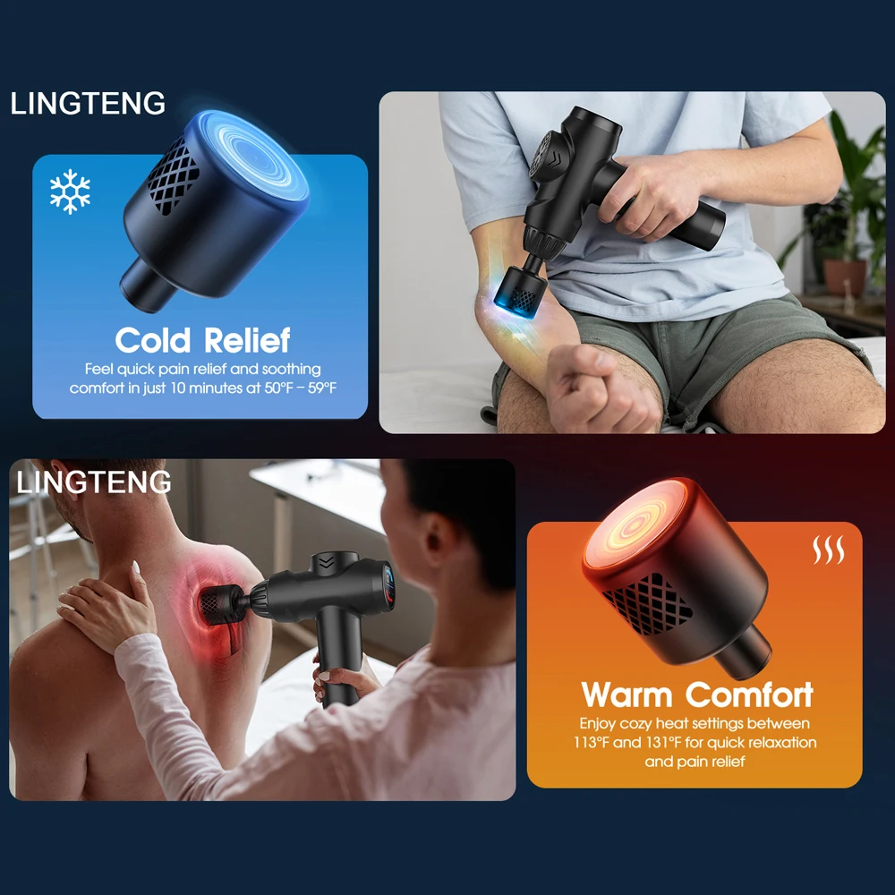 LINGTENG Massage Gun with Hot and Cold Functions Deep Tissue Back - close-up detail
