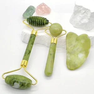 Resin Gua Sha & Dual-Head Face Roller Set – Facial Massage Tool Kit
