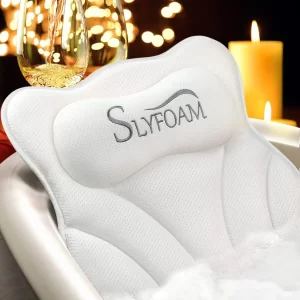 Bath Pillow with Suction Cups – 4D Mesh Neck & Back Spa Headrest